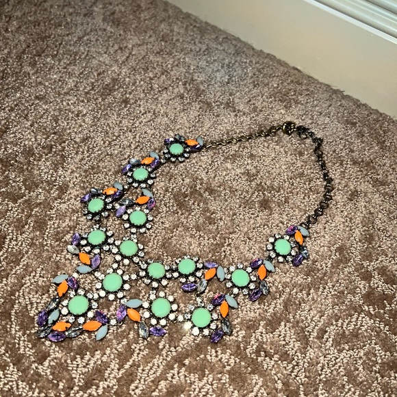 J.Crew Art Deco Colorful Crystal Glass Bib Statement Necklace - Picture 14 of 16